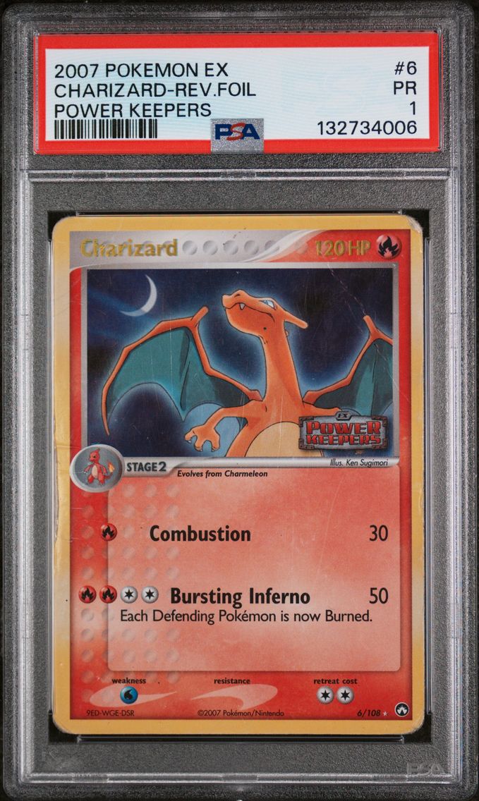 2007 #6 Charizard-Reverse Foil PSA 1 EX Power Keepers