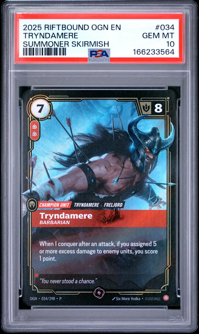 2025 #034 Tryndamere - Barbarian PSA 10 Riftbound: League of Legends Ogn-Origins
