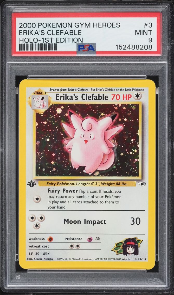 2000 #3 Gym Heroes 1st Edition Holo Erika's Clefable MINT PSA 9 Pokemon