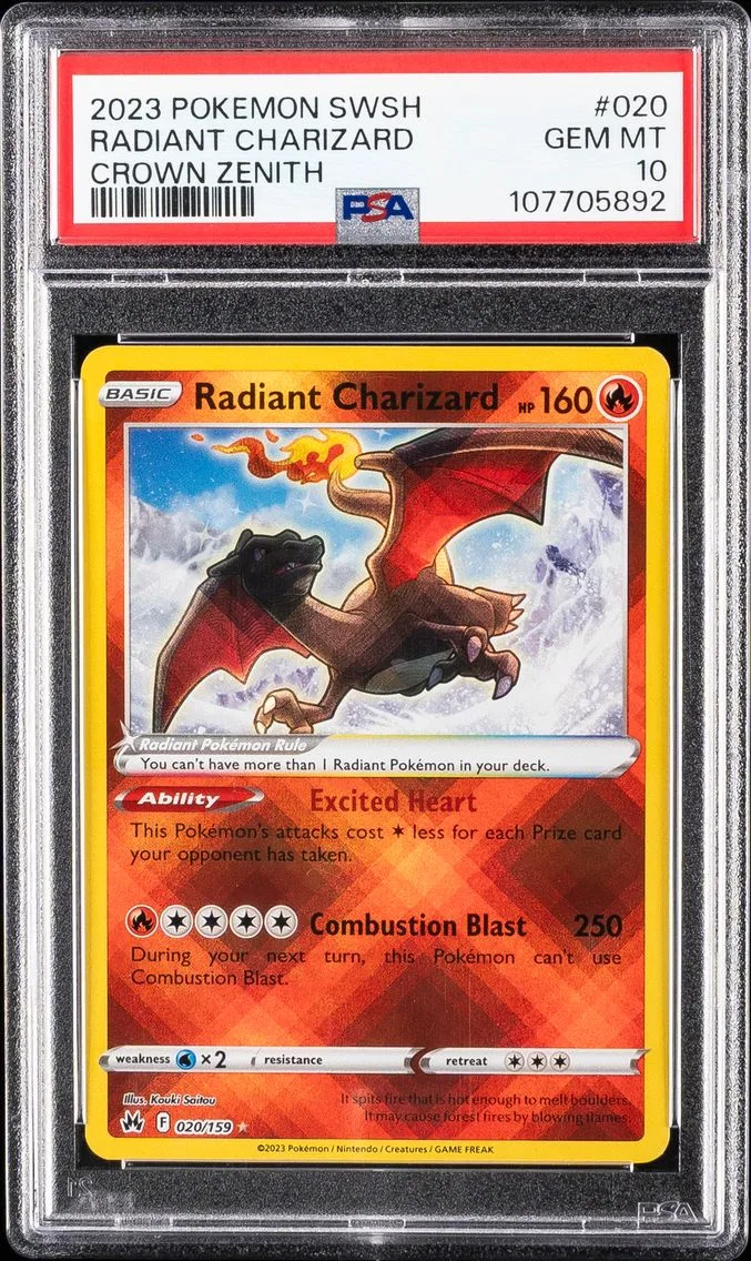 2023 #020 Radiant Charizard PSA 10 Sword and Shield Crown Zenith Pokemon