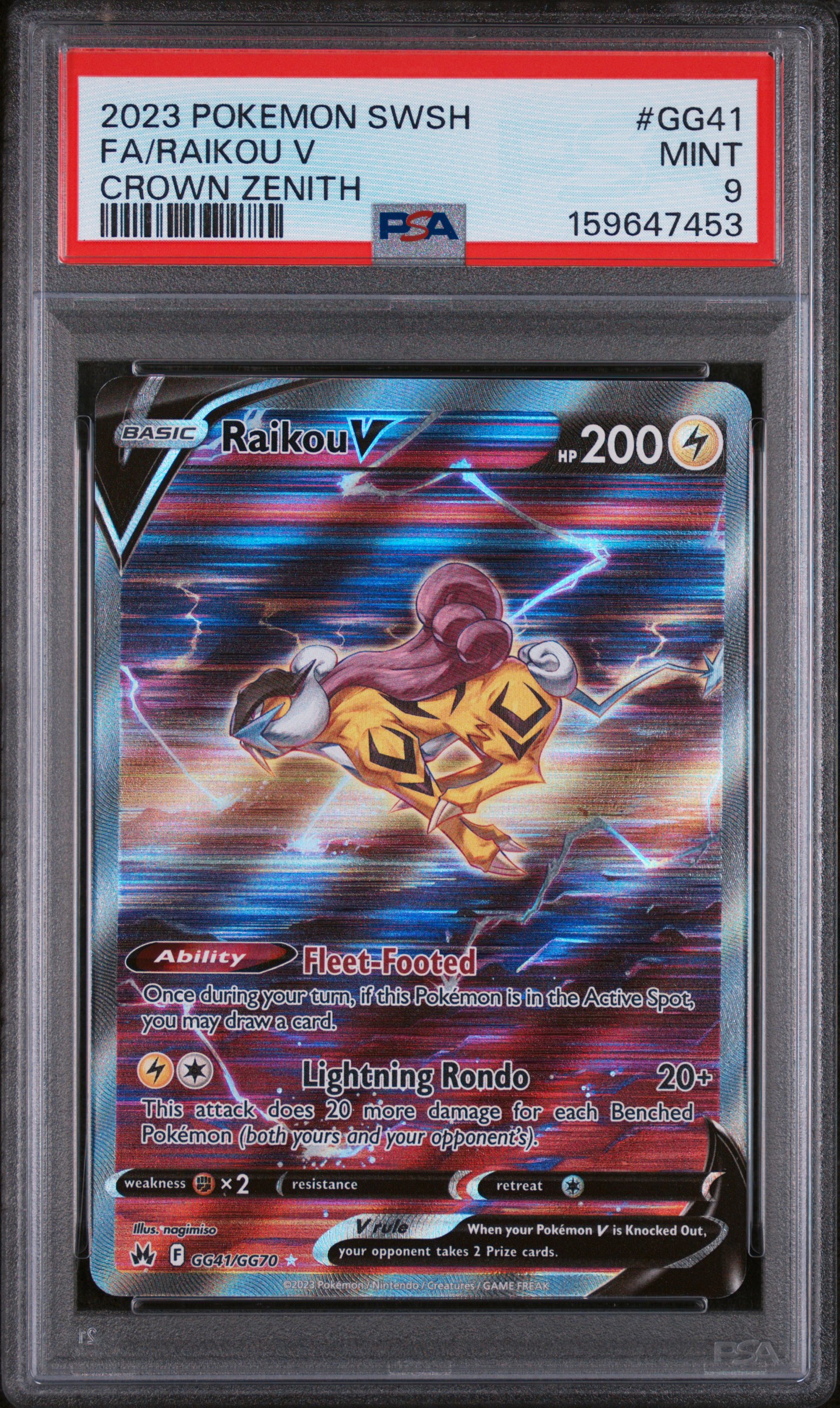 2023 #Gg41 Full Art/Raikou V PSA 9 Sword And Shield Crown Zenith