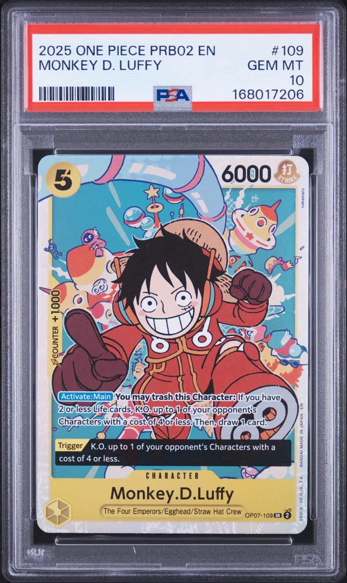 2025 #109 Monkey D. Luffy PSA 10 One Piece PRB02-Premium Booster -One Piece Card the Best- Vol.2