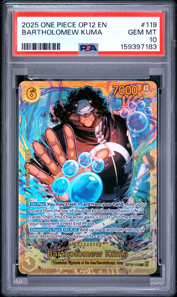 2025 #119 Bartholomew Kuma PSA 10 One Piece OP12-Legacy of the Master