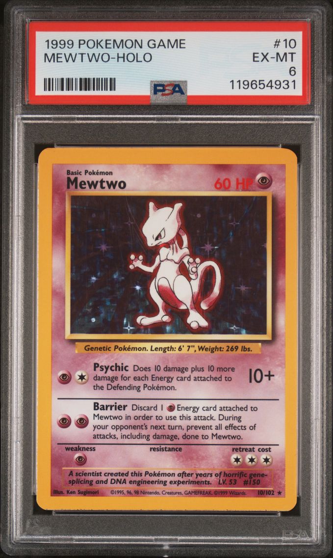 1999 #10 Mewtwo-Holo PSA 6 Game Pokemon