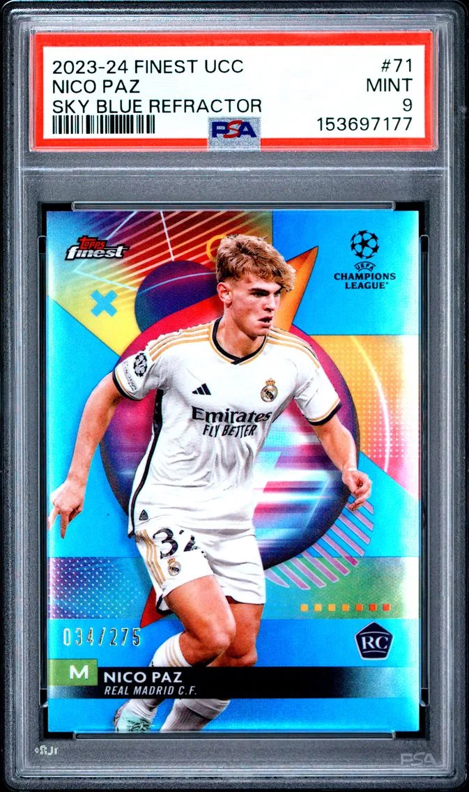 2023 #71 Nico Paz PSA 9 Topps Finest UEFA Club Competitions
