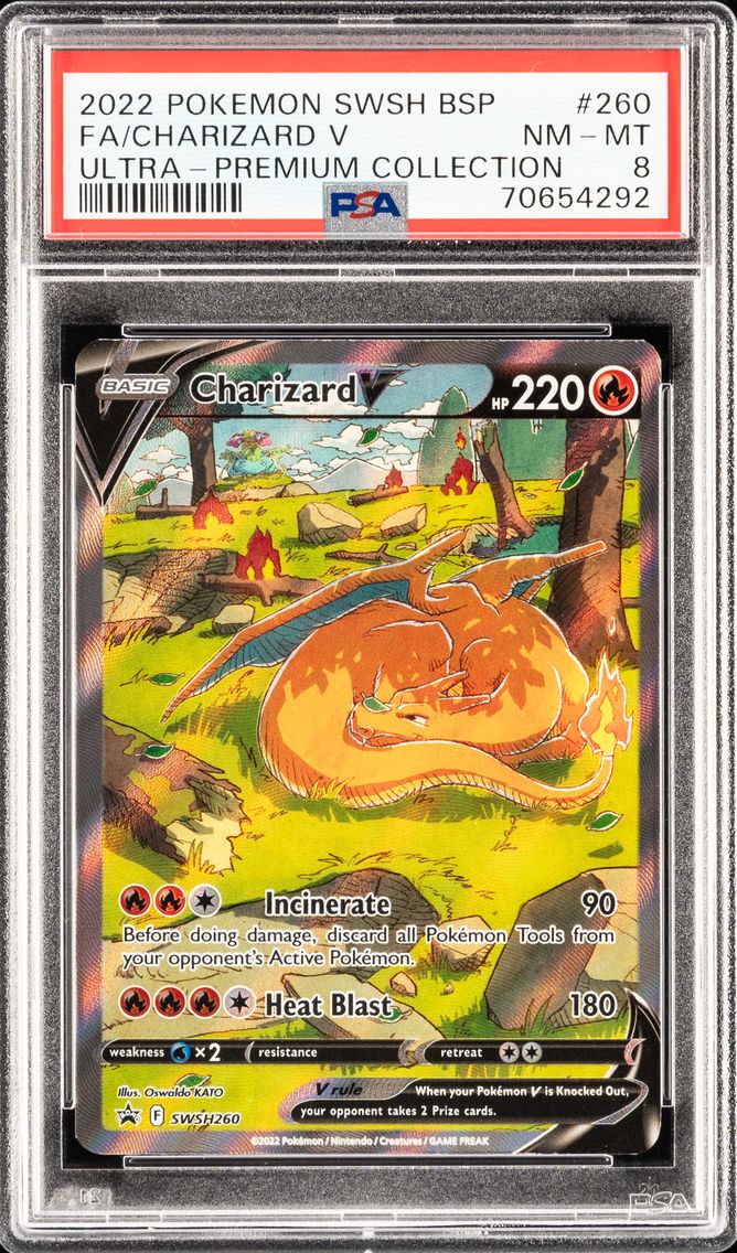 2022 #260 FULL ART/CHARIZARD V PSA 8 POKEMON SWSH BLACK STAR PROMO | SWORD & SHIELD ULTRA-PREMIUM COLLECTION-CHARIZARD