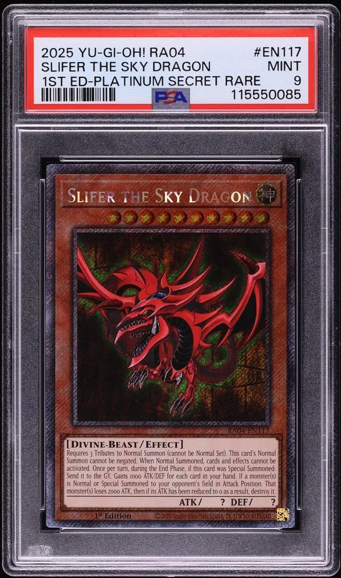 2025 #EN117 Slifer the Sky Dragon PSA 9 Yu-Gi-Oh! Ra04 QC Stampede 1st Edition