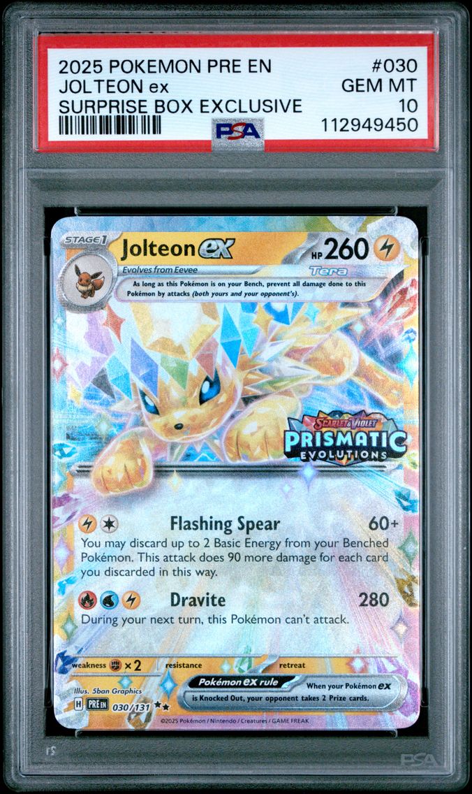 2025 #030 Jolteon EX PSA 10 Pre EN-Prismatic Evolutions Pokemon