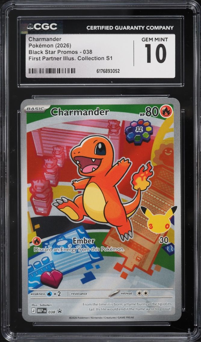 2026 Pokemon Mega Evolution Promo First Partner Illustration S1 Full Art Charmander #38 CGC 10