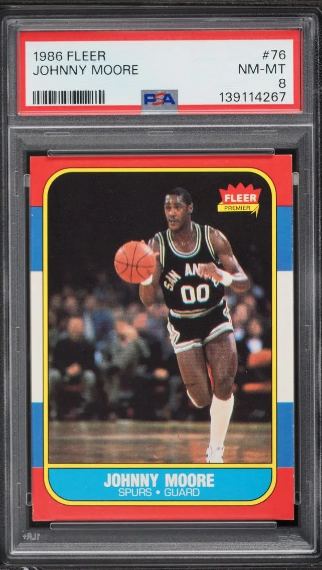 1986 #76 Johnny Moore PSA 8 Fleer Basketball