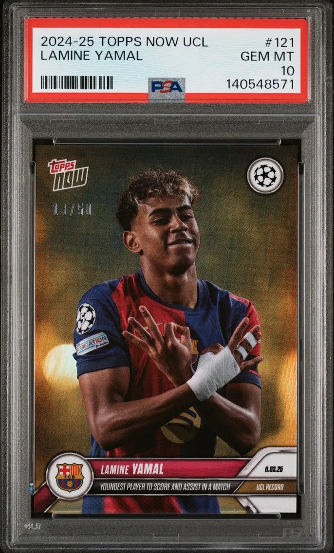 2024 #121 Lamine Yamal PSA 10 Topps Now UEFA Champions League