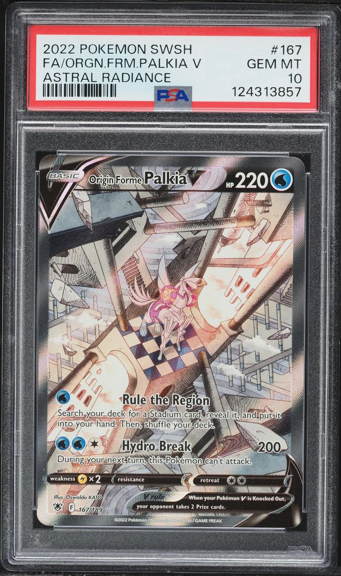 2022 #167 Full Art/Origin Forme Palkia V PSA 10 Sword & Shield Astral Radiance Pokemon