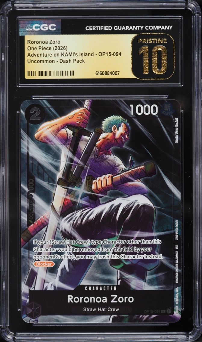 2026 One Piece Adventure On KAMI's Island Dash Pack Roronoa Zoro #OP15-094 CGC 10 PRISTINE