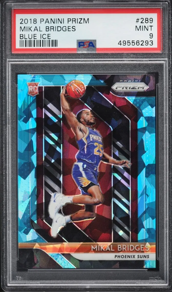 2018 Panini Prizm Blue Ice Mikal Bridges ROOKIE /99 #289 PSA 9 MINT