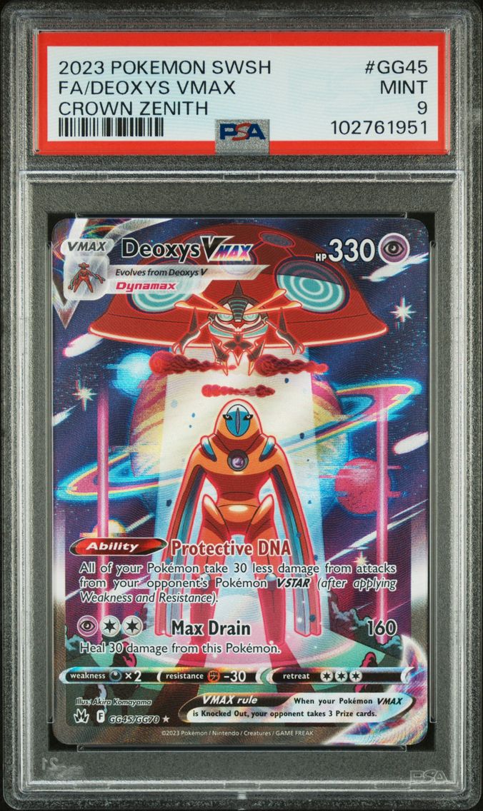 2023 #GG45 Full Art/Deoxys Vmax PSA 9 Sword and Shield Crown Zenith Pokemon