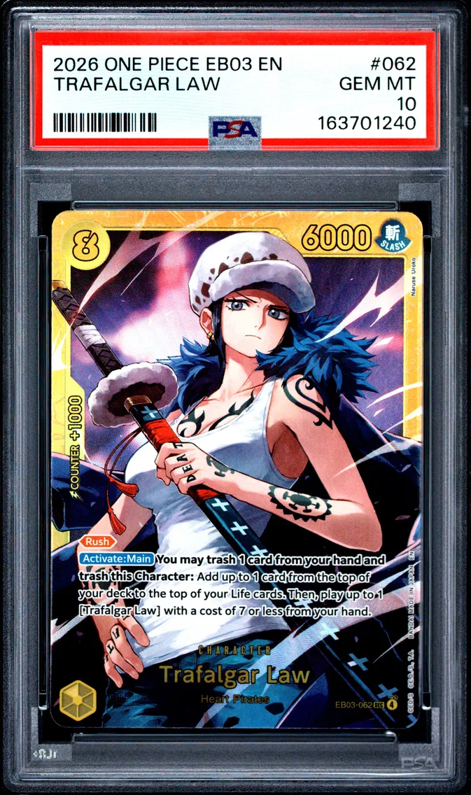 2026 #062 Trafalgar Law PSA 10 One Piece EB03-Extra Booster -One Piece Heroines Edition-