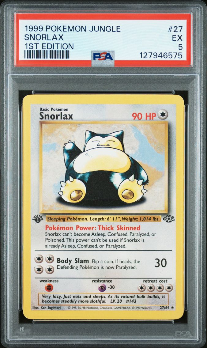1999 #27 Snorlax 1st Edition PSA 5 Jungle