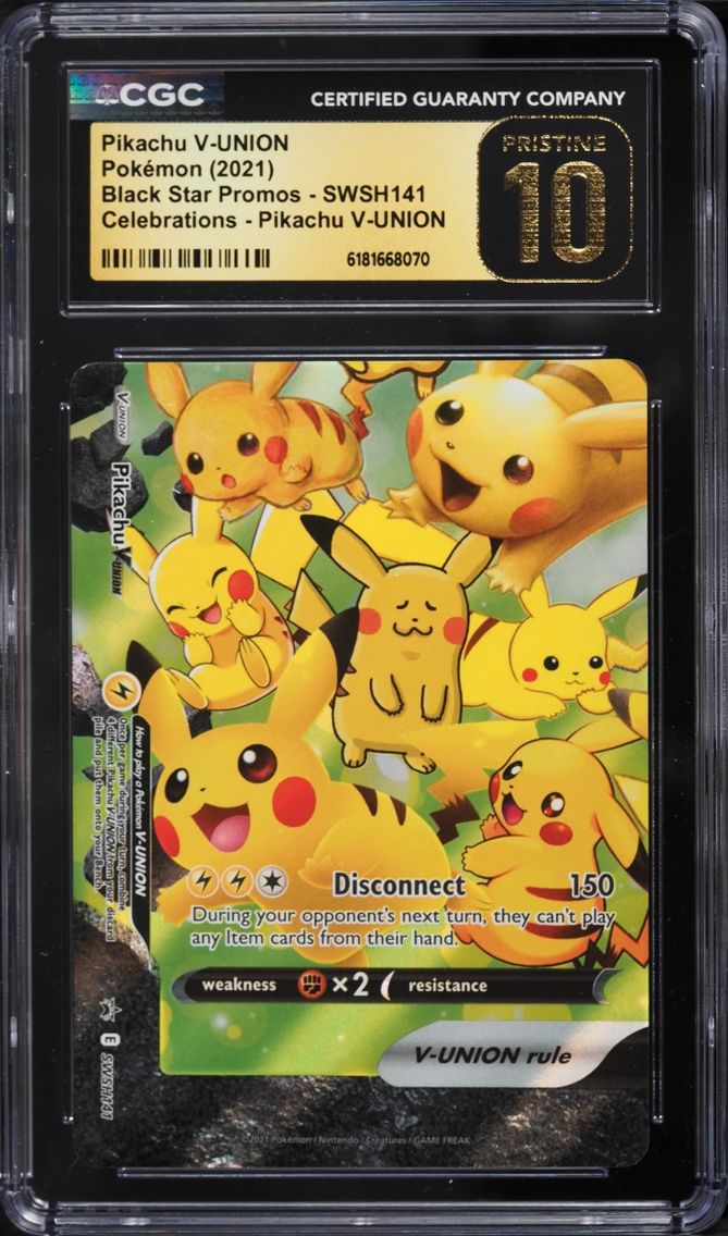 2021 Pokemon SWSH Promo Celebrations Full Art Pikachu V-Union #SWSH141 CGC 10 PRISTINE