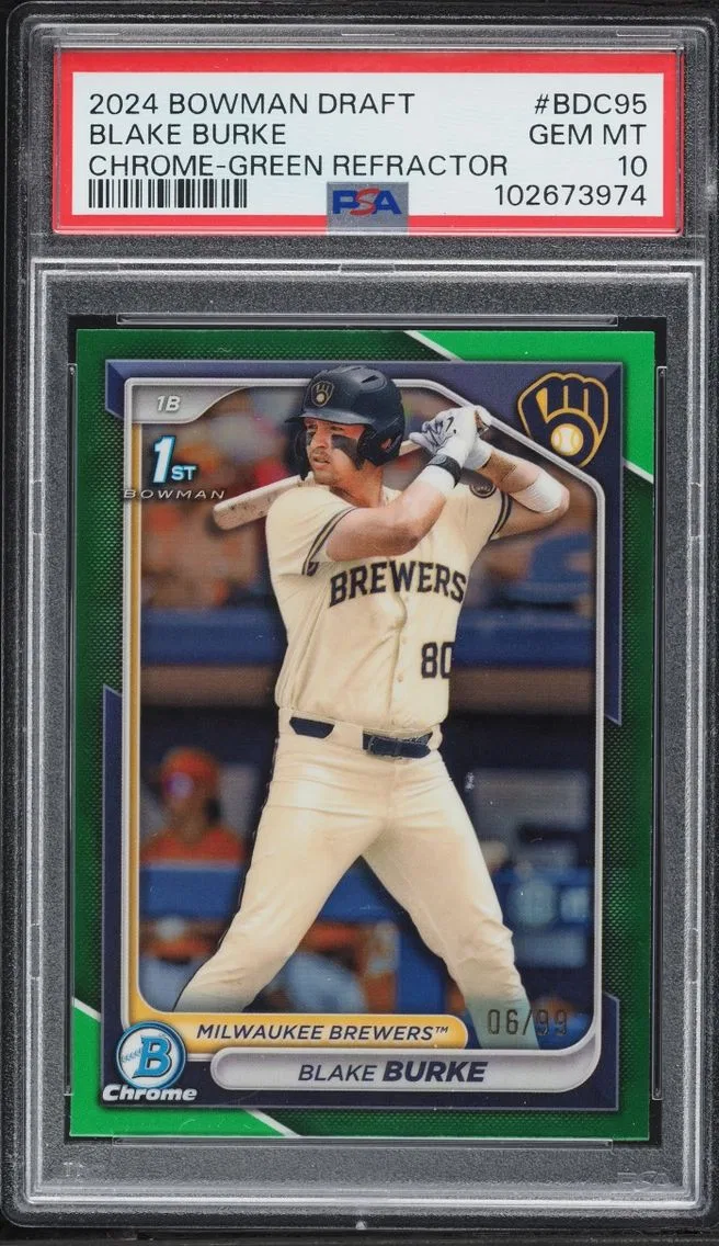 2024 Bowman Chrome Draft Green Refractor Blake Burke ROOKIE /99 #BDC-95 PSA 10 GEM MINT
