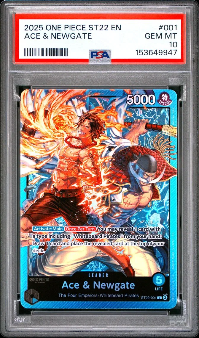 2025 #001 Ace & Newgate PSA 10 One Piece Starter Deck ST22-Ace & Newgate