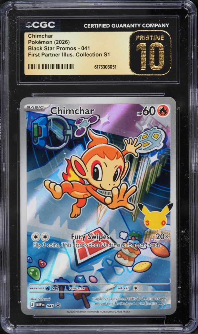 2026 Pokemon Mega Evolution Promo First Partner Illustration S1 Full Art Chimchar #41 CGC 10