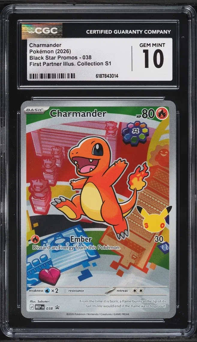 2026 #38 Charmander CGC 10 Pokemon Mega Evolution Promo First Partner Illustration Full Art