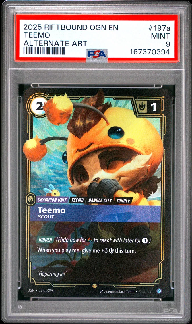 2025 #197a Teemo - Scout PSA 9 Riftbound: League of Legends Ogn-Origins