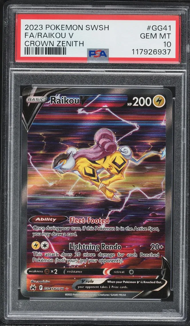 2023 #GG41 Full Art/Raikou V PSA 10 Sword and Shield Crown Zenith Pokemon