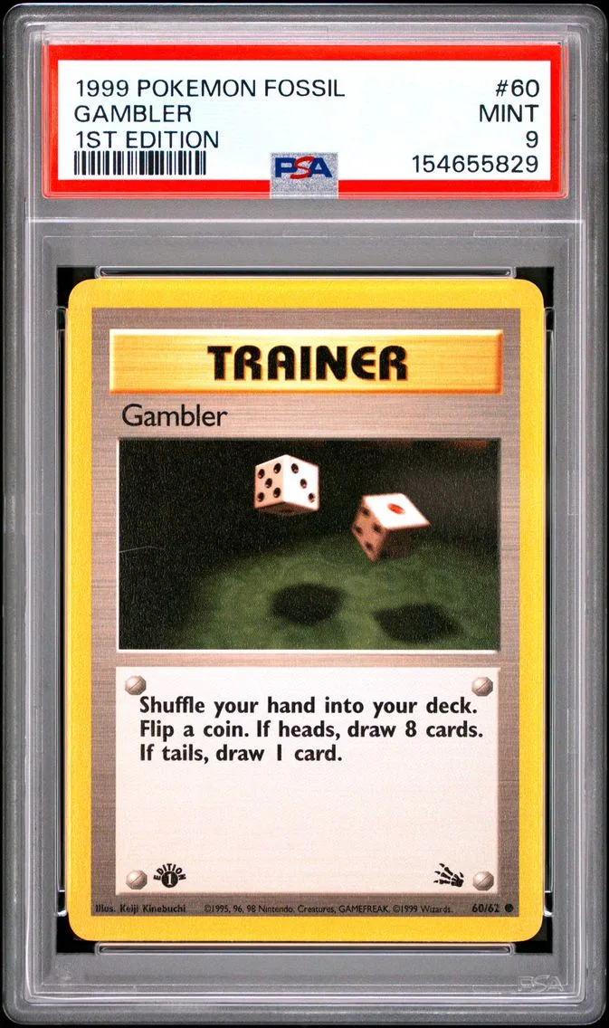 1999 #60 Gambler 1st Edition PSA 9 Fossil