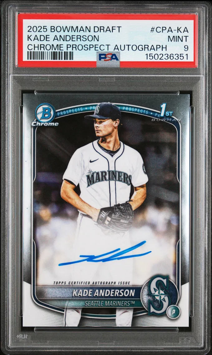 2025 #CPA-KA Kade Anderson PSA 9 Bowman Draft Chrome Prospect Autographs