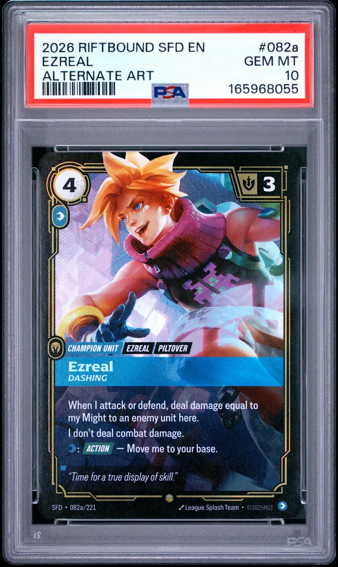 2026 #082a Ezreal - Dashing PSA 10 Riftbound: League of Legends Sfd-Spiritforged