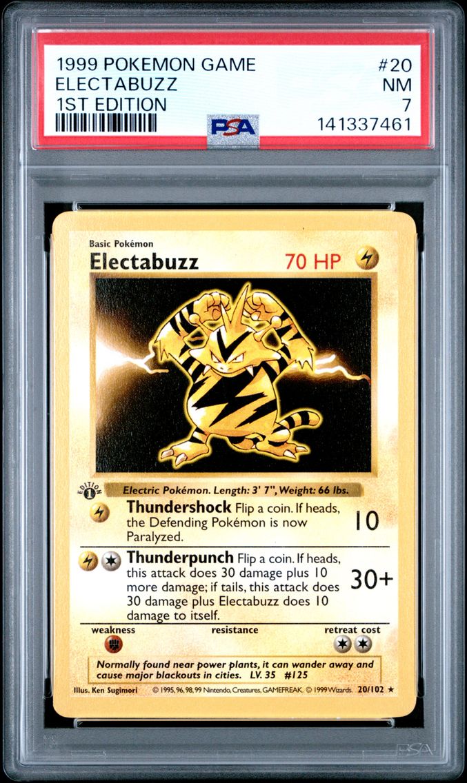 1999 #20 Electabuzz 1st Edition PSA 7 Game Pokemon