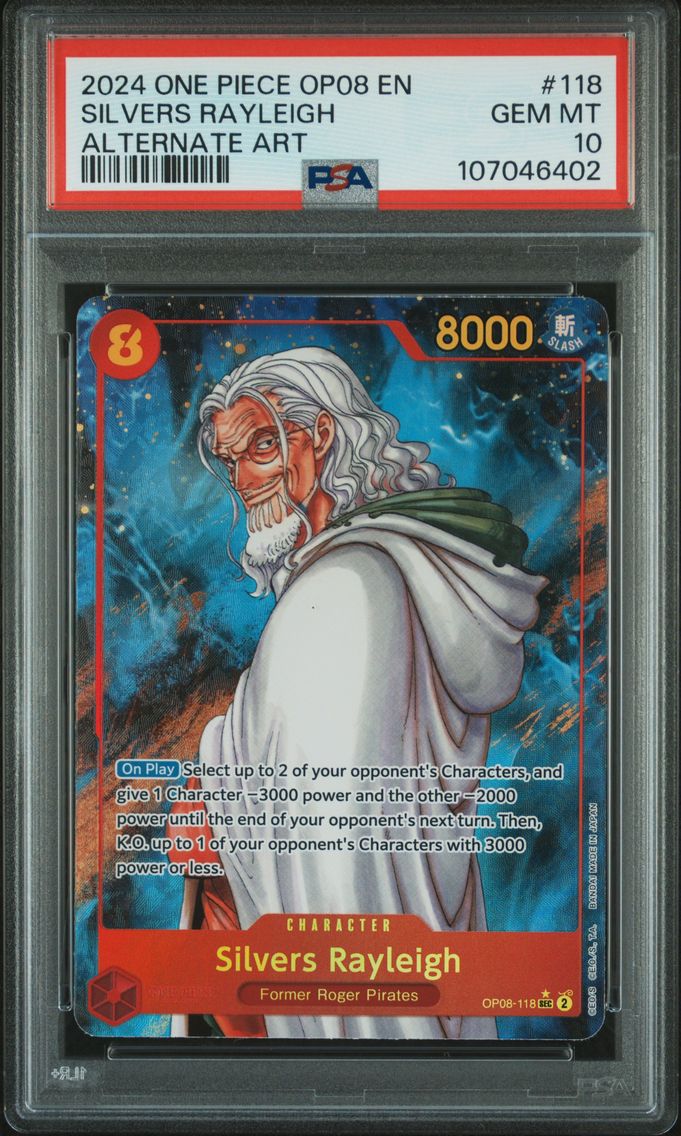 2024 #118 Silvers Rayleigh PSA 10 One Piece OP08-Two Legends