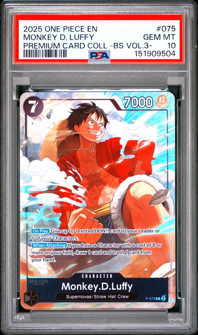 2025 #075 Monkey D. Luffy PSA 10 One Piece Premium Card Collection -Best Selection Vol.3-