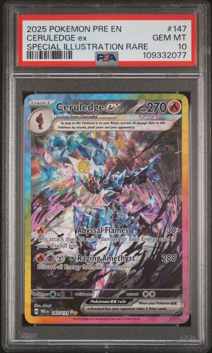 2025 #147 Ceruledge EX PSA 10 Pre EN-Prismatic Evolutions Pokemon