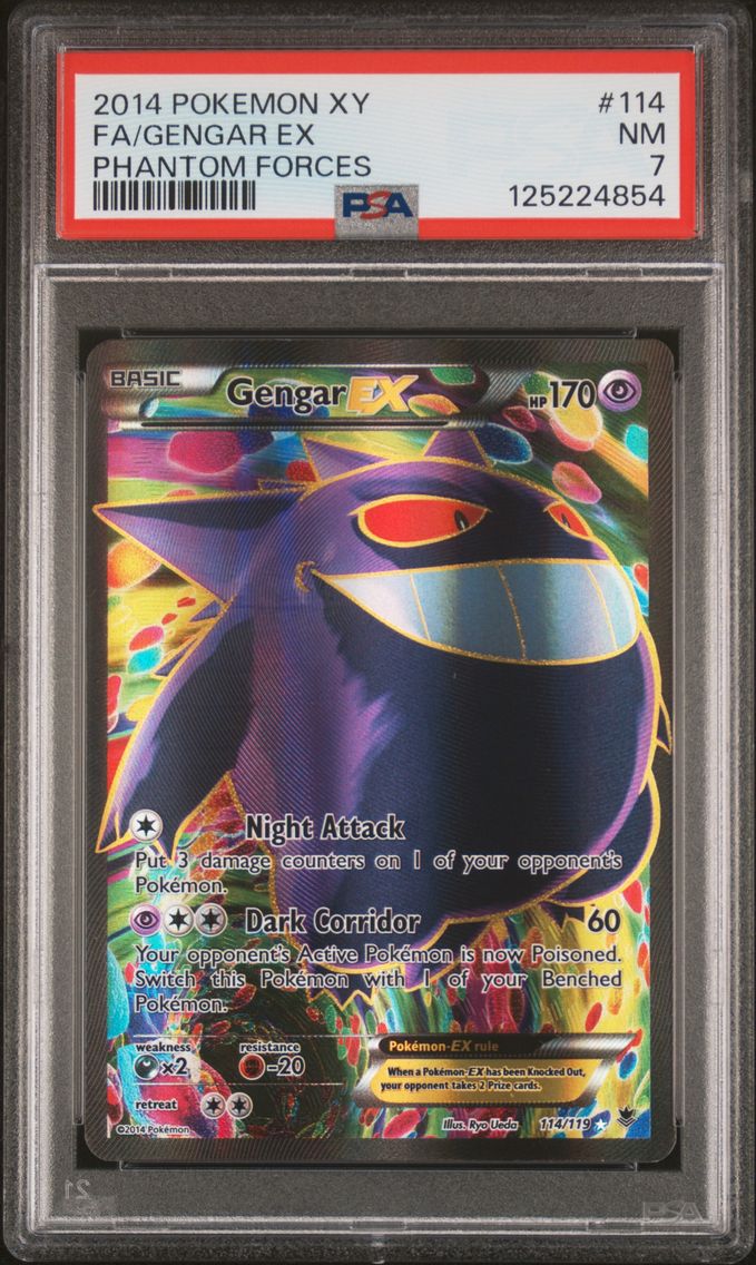 2014 #114 Full Art/Gengar EX PSA 7 XY Phantom Forces Pokemon