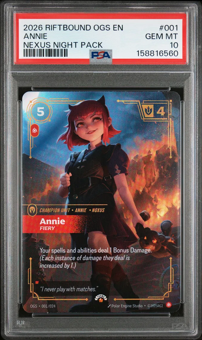 2026 #001 Annie - Fiery PSA 10 Riftbound: League of Legends Ogs-Origins Proving Grounds