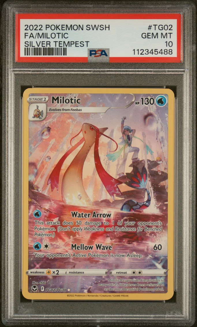 2022 Pokemon Sword & Shield Silver Tempest Full Art/Milotic Sword & Shield Silver Tempest #TG02 PSA 10
