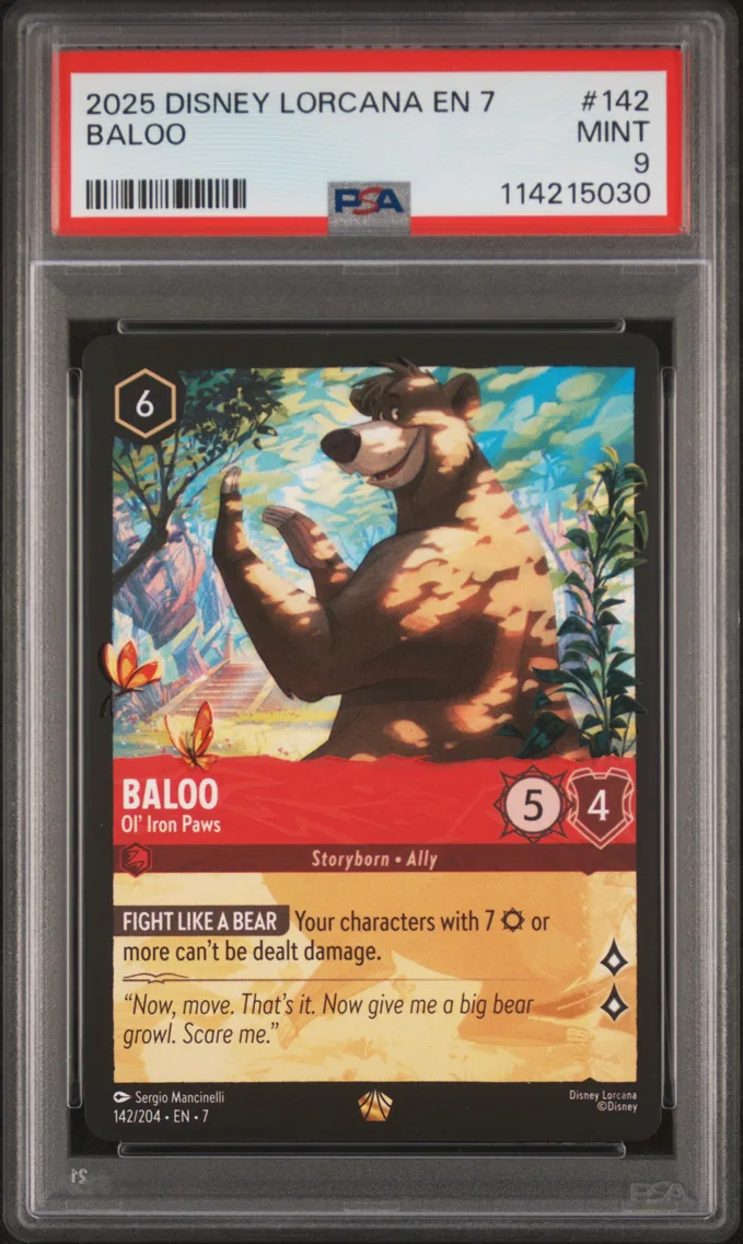 2025 #142 Baloo - OL' Iron Paws PSA 9 Disney Lorcana EN 7-Archazia's Island
