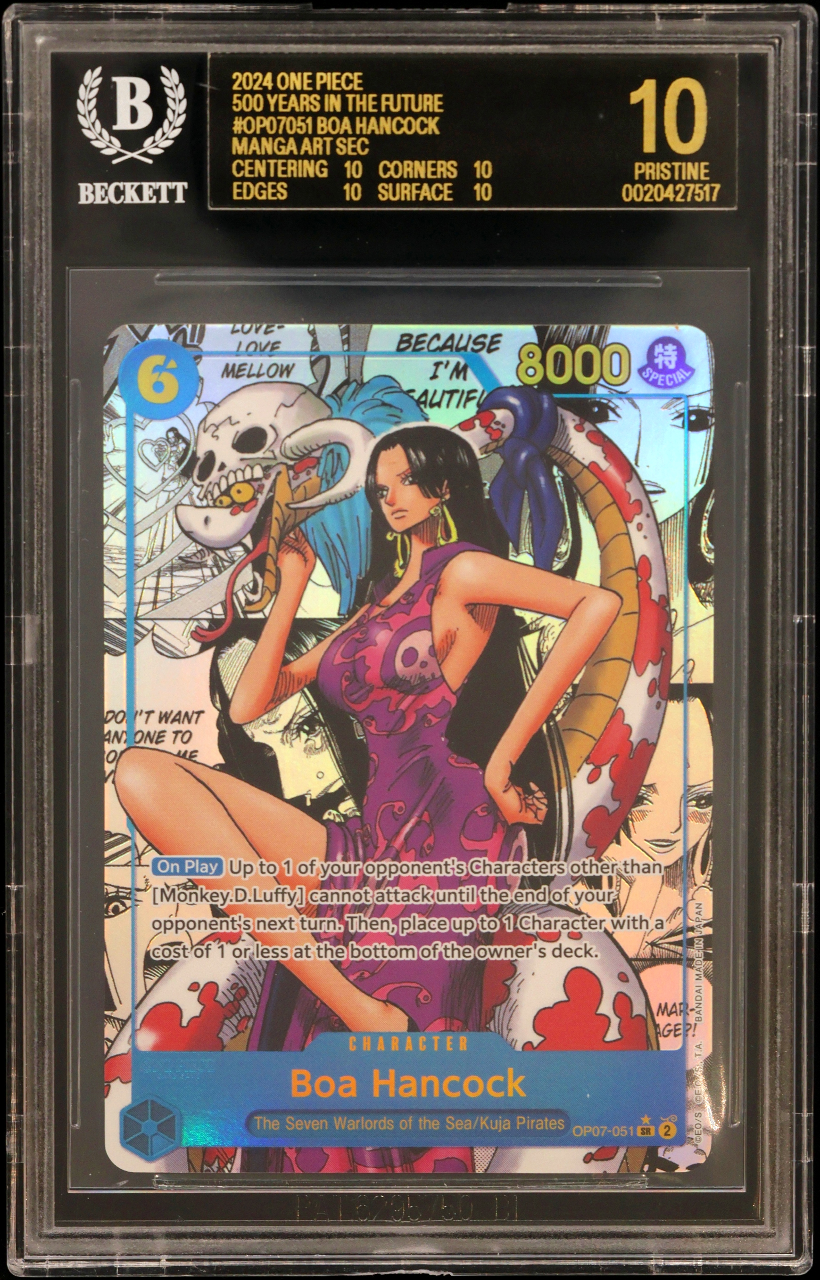 2024 #OP07051 Boa Hancock MANGA ART SR BGS 10 One Piece Card Game 500 Years in the Future