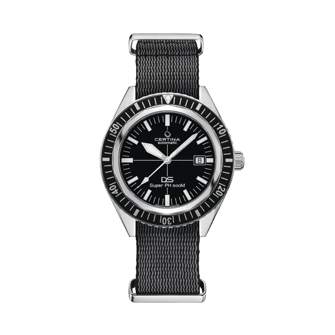 Certina DS Super PH500M 43mm - Black on One-Piece Nylon Strap