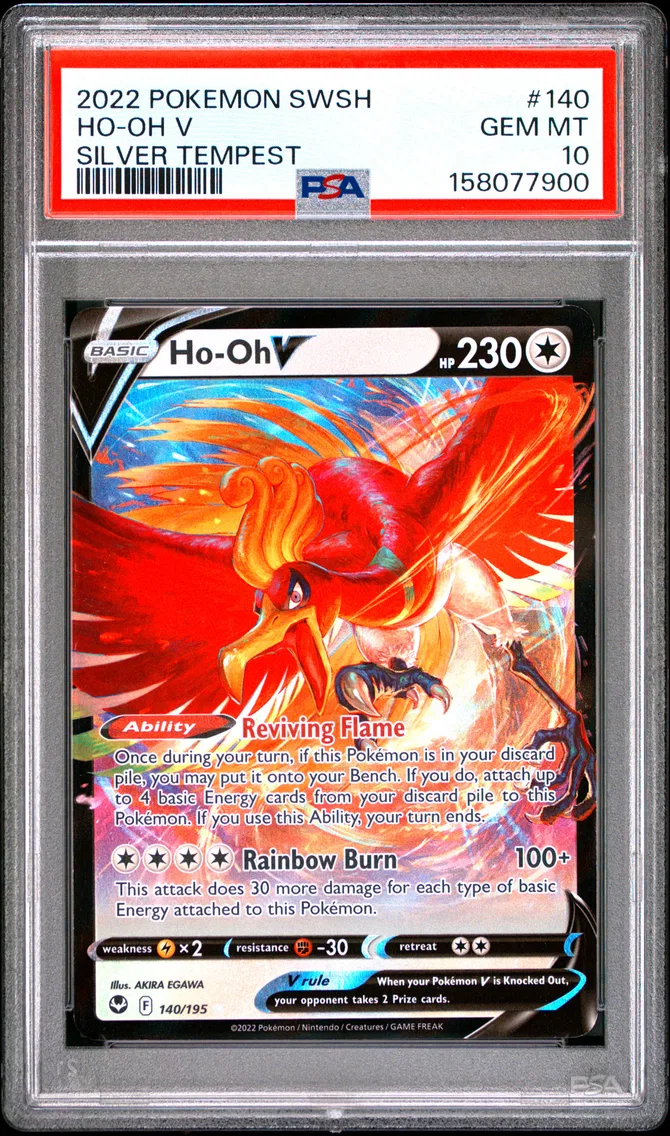 2022 #140 HO-Oh V PSA 10 Sword & Shield Silver Tempest