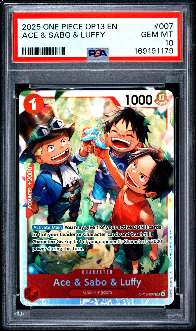 2025 #007 Ace & Sabo & Luffy PSA 10 One Piece OP13-Carrying on His Will