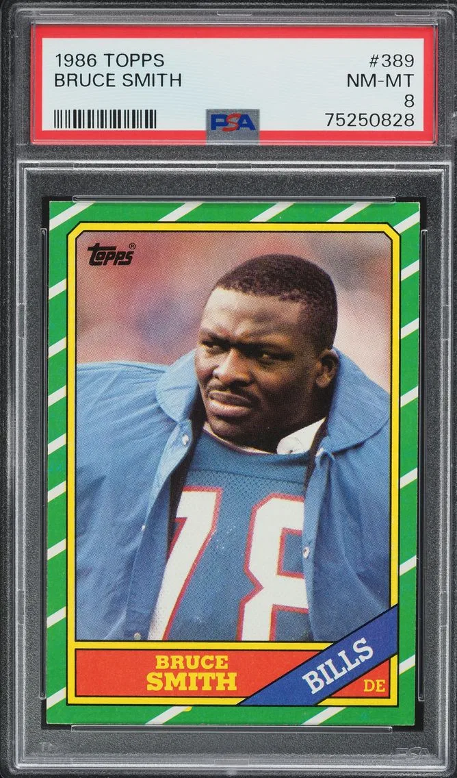 1986 TOPPS FOOTBALL BRUCE SMITH ROOKIE #389 PSA 8 NM-MT