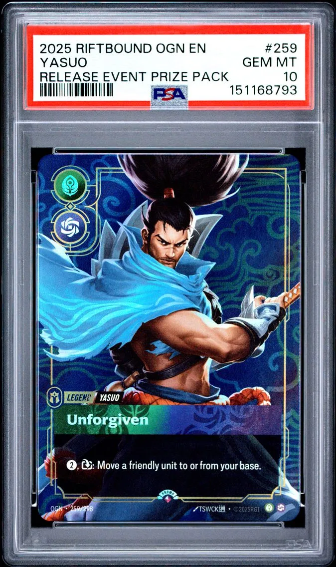 2025 #259 Yasuo - Unforgiven PSA 10 Riftbound: League of Legends Ogn-Origins