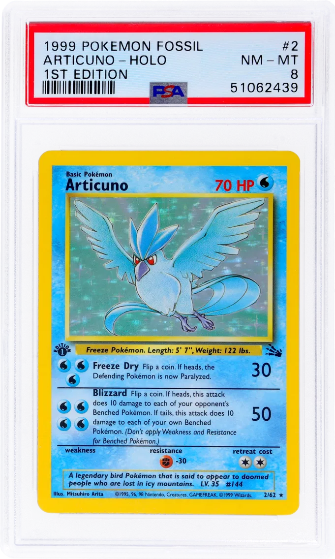 1999 #2 FOSSIL 1ST EDITION HOLO ARTICUNO PSA 8 POKEMON