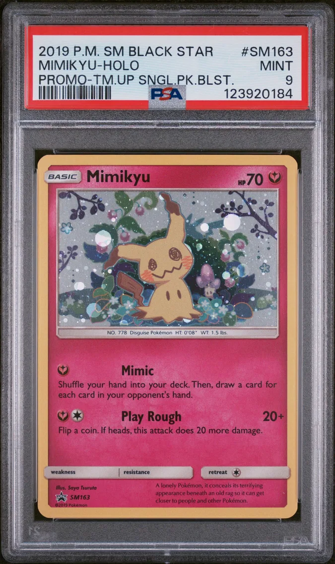 2019 #SM163 Mimikyu-Holo PSA 9 SM Black Star Promo