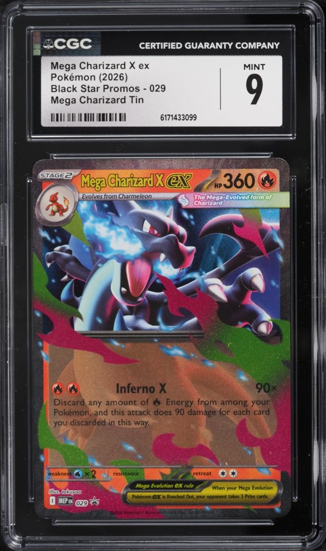 2026 Pokemon Mega Evolution Black Star Promo Tin Mega Charizard X Ex #29 CGC 9 MINT