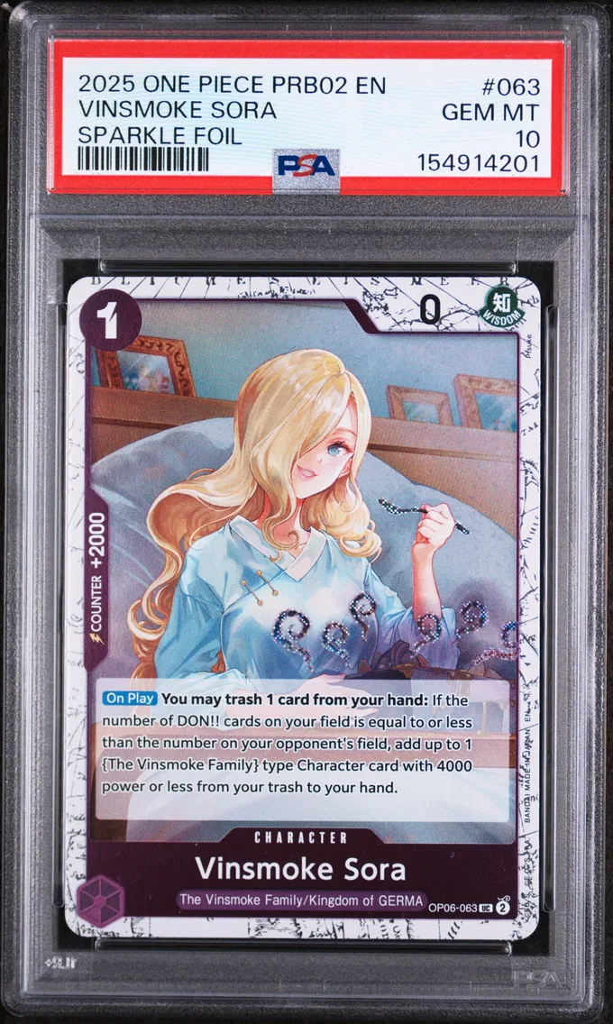2025 #063 Vinsmoke Sora PSA 10 One Piece PRB02-Premium Booster -One Piece Card the Best- Vol.2