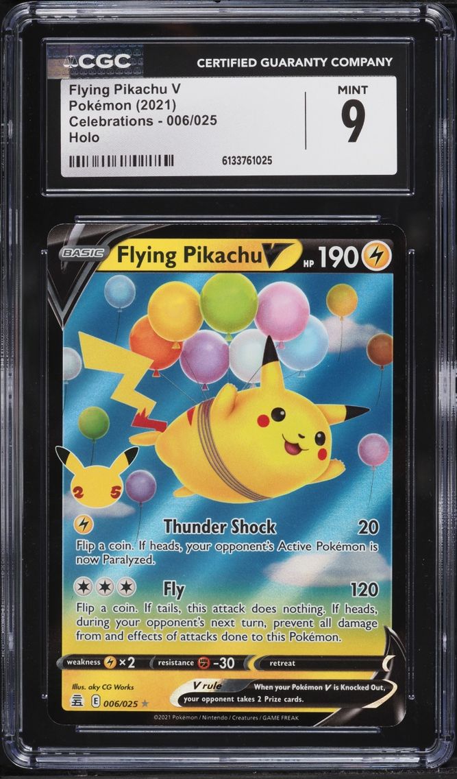 2021 Pokemon Sword & Shield Celebrations Holo Flying Pikachu V #6 CGC 9 MINT